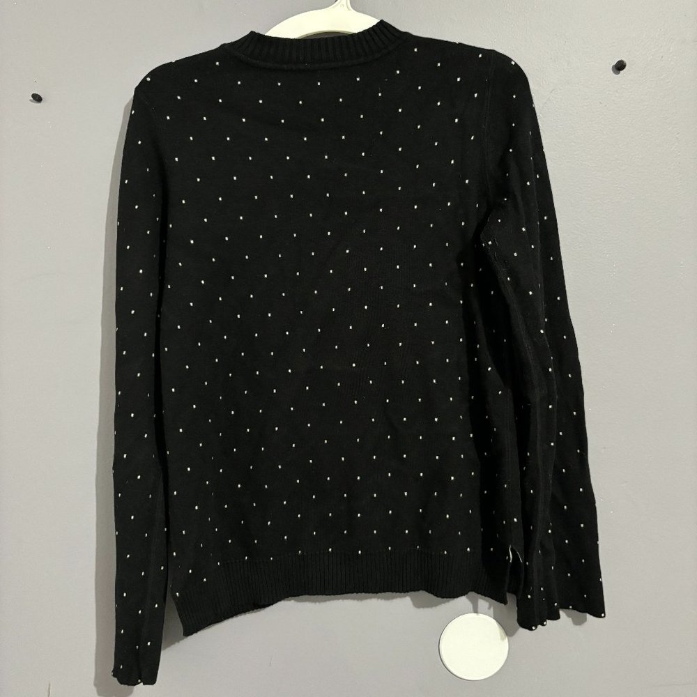 Michael Stars reversible- poka dot crew neck sweater black and white